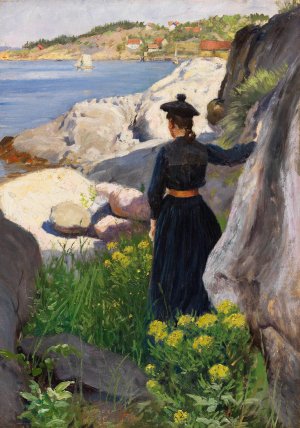 On the coast Oil painting by Paul Fischer