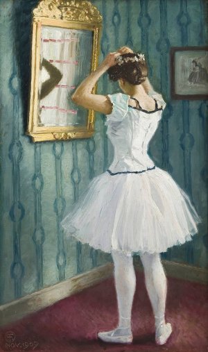 Preparing for the ballet by Paul Fischer Oil Painting