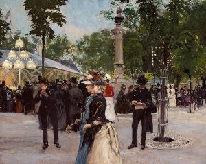 Sommeraften i Tivoli by Paul Fischer Oil Painting