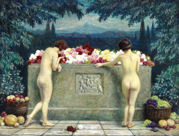 Ved Sarkophagen  by Paul Fischer - Hand-Painted Oil Painting Reproduction