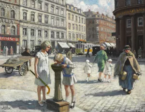 Ved Trianglen i Kobenhavn en varm sommerdag Oil painting by Paul Fischer