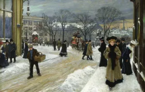 Vinterdag In Kongens Nytorv Oil painting by Paul Fischer