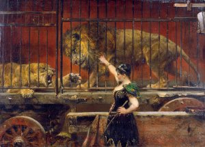 The Jealous Lioness by Paul Friedrich Meyerheim Oil Painting
