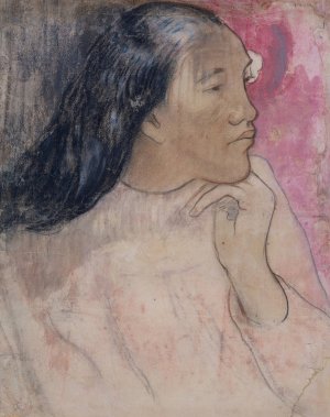 A Tahitian Woman with a Flower in Her Hair by Paul Gauguin Oil Painting