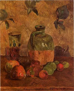 Apples, Jug, Iridescent Glass painting by Paul Gauguin