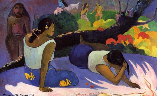 Main Product Photo of Arearea No Varua Ino Painting by Paul Gauguin
