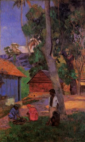 Around the Huts by Paul Gauguin Oil Painting