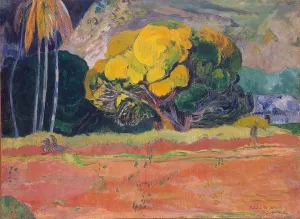 At the Foot of the Mountain Oil painting by Paul Gauguin