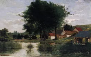 Autumn Landscape also known as Farm and Pond by Paul Gauguin - Oil Painting Reproduction