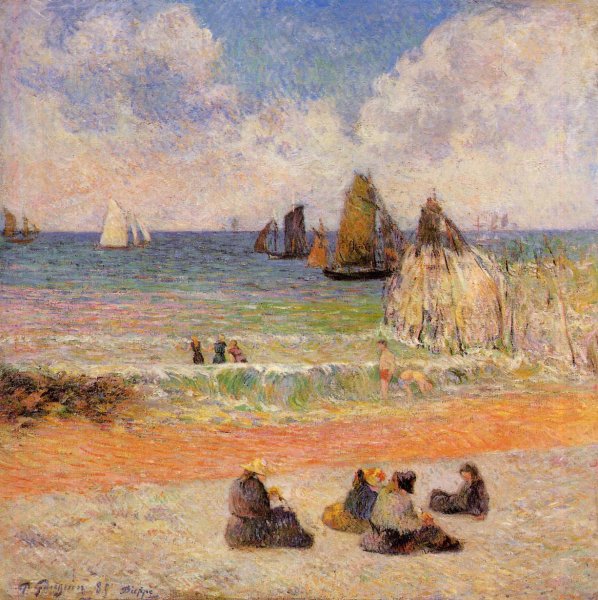 Main Product Photo of Bathing, Dieppe Painting by Paul Gauguin