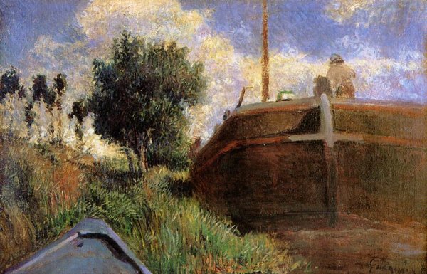 Main Product Photo of Blue Barge Painting by Paul Gauguin