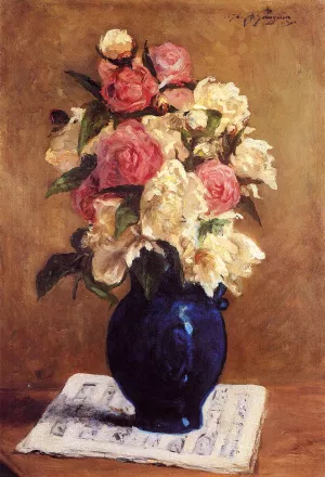 Bouquet of Peonies on a Musical Score by Paul Gauguin Oil Painting
