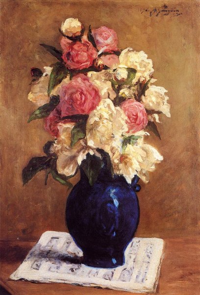 Bouquet of Peonies on a Musical Score by Paul Gauguin - Hand-Painted Oil Painting Reproduction