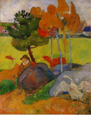 Breton Boy in a Landscape by Paul Gauguin - Oil Painting Reproduction