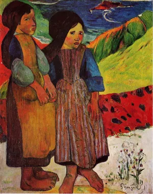 Breton Girls by the Sea by Paul Gauguin - Oil Painting Reproduction