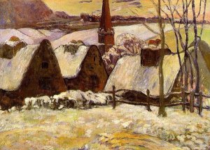 Breton Village in the Snow by Paul Gauguin Oil Painting