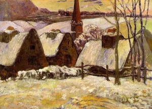 Breton Village in the Snow by Paul Gauguin - Oil Painting Reproduction