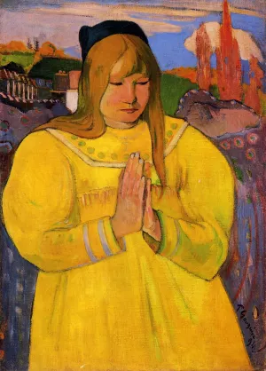Breton Woman in Prayer painting by Paul Gauguin