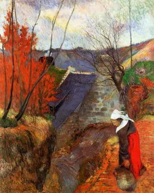 Breton Woman with Pitcher by Paul Gauguin - Oil Painting Reproduction