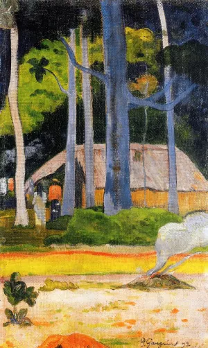 Cabin Under the Trees by Paul Gauguin - Oil Painting Reproduction