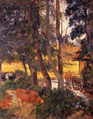 Cattle Drinking also known as Edge of the Pond by Paul Gauguin Oil Painting