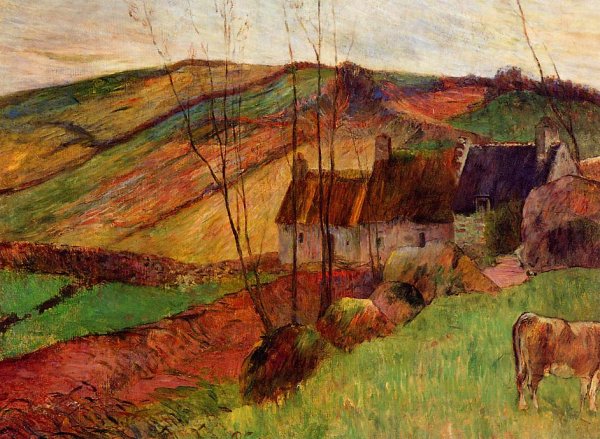Main Product Photo of Cottages on Mount Sainte-Marguerite Painting by Paul Gauguin