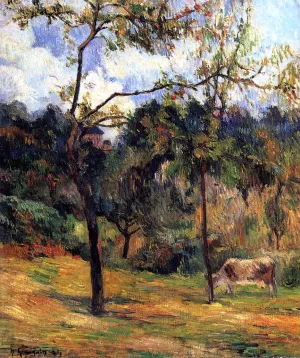 Cow in a Meadow, Rouen by Paul Gauguin Oil Painting