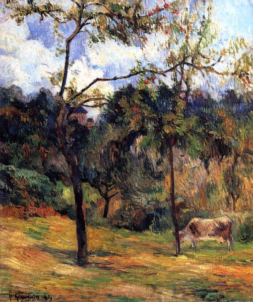 Main Product Photo of Cow in a Meadow, Rouen Painting by Paul Gauguin