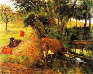 Cows Near Dieppe by Paul Gauguin Oil Painting