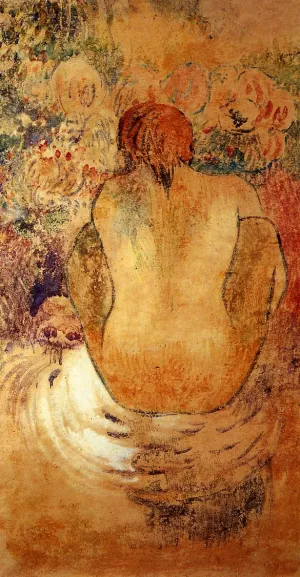 Crouching Marquesan Woman Seen from the Back by Paul Gauguin Oil Painting