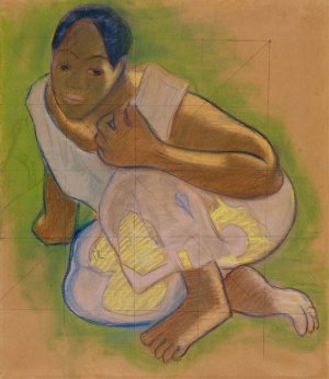 Crouching Tahitian Woman by Paul Gauguin Oil Painting