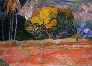 Fatata te Moua also known as At the Big Mountain Oil painting by Paul Gauguin