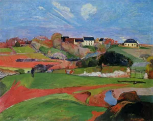 Fields at le Pouldu Oil painting by Paul Gauguin