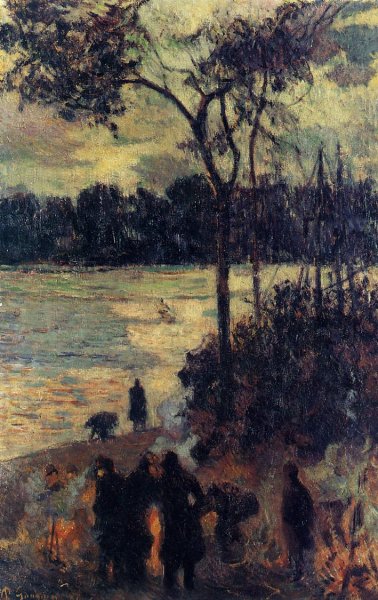 Main Product Photo of Fire by the Water Painting by Paul Gauguin