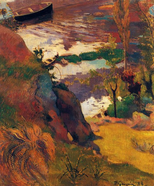 Main Product Photo of Fishermen and Bathers on the Aven Painting by Paul Gauguin