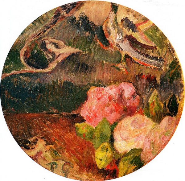 Main Product Photo of Flowers and a Bird Painting by Paul Gauguin
