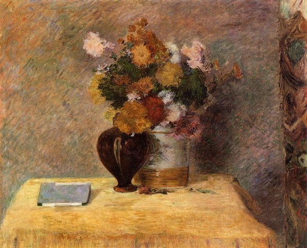 Flowers and Japanese Book by Paul Gauguin - Hand-Painted Oil Painting Reproduction
