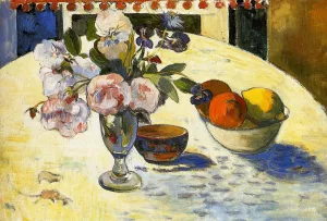 Flowers in a Fruit Bowl by Paul Gauguin Oil Painting