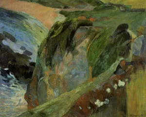 Flutist on the Cliffs Oil painting by Paul Gauguin