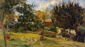 Geese in the Meadow painting by Paul Gauguin