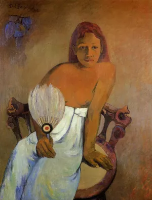 Girl with a Fan by Paul Gauguin - Oil Painting Reproduction