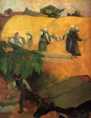 Haymaking in Brittany by Paul Gauguin - Oil Painting Reproduction