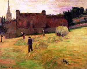 Haymaking painting by Paul Gauguin
