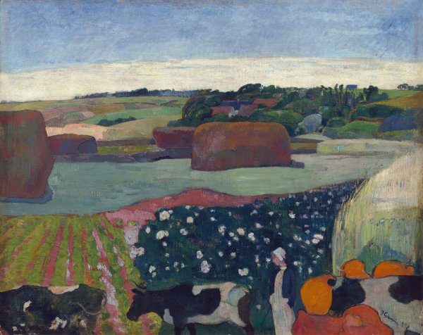 Main Product Photo of Haystacks in Brittany  Painting by Paul Gauguin