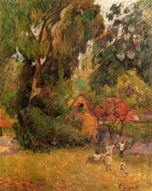 Huts Under the Trees by Paul Gauguin - Oil Painting Reproduction