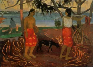 I Rara Te Oviri also known as Beneath the Pandanus Tree painting by Paul Gauguin