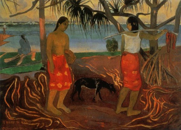 I Rara Te Oviri also known as Beneath the Pandanus Tree by Paul Gauguin - Hand-Painted Oil Painting Reproduction