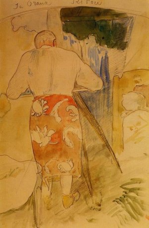 Ja Orana Ritou also known as Self Portrait of the Artist at His Drawing Table, Tahiti by Paul Gauguin Oil Painting