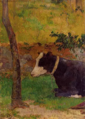 Kneeling Cow by Paul Gauguin Oil Painting