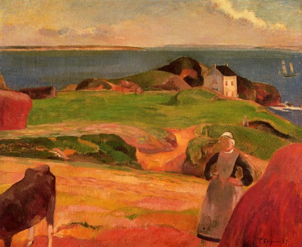 Main Product Photo of Landscape at le Pouldu - the Isolated House Painting by Paul Gauguin